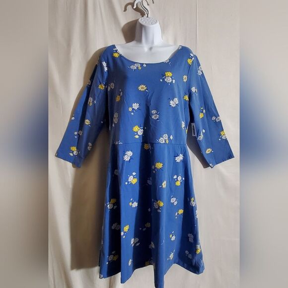 Old Navy | Cornflower Blue Daisy Print Fit & Flair Dress | Size XL | NWT - Picture 1 of 7
